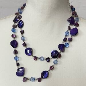 Venue Purple Beaded Artsy Necklace Womens Jewelry Layered Two Strand